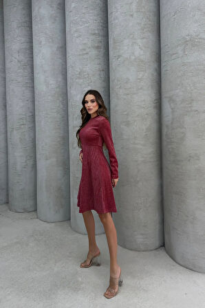 Lesa Wear Yumuşacık Likralı Simli Mini Gece Elbisesi