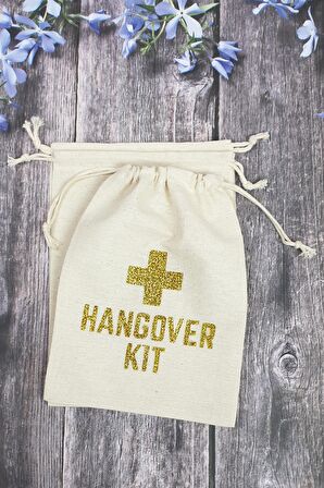 Hangover Kit Kesesi - 10 Adet - Altın Simli After Party Hangover Kit