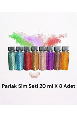 Yüksek Parlaklık Sim Seti 20 ml X 8 Adet Canlı Renkler
