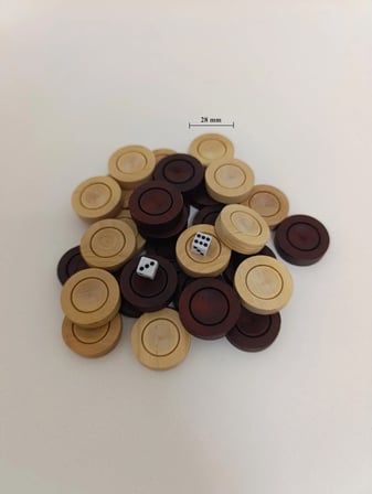El Yapımı Şimşir Ahşap Tavla Pulu (28 mm)