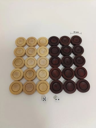 El Yapımı Şimşir Ahşap Tavla Pulu (28 mm)
