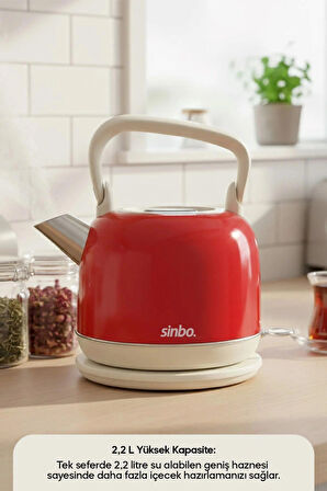 Kablosuz Kettle Sinbo Su Isıtıcı 2.2 Litre, Hızlı Kaynatma ve Otomatik Kapanma, Paslanmaz Çelik