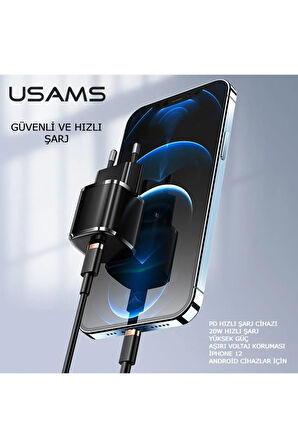 Usams US-CC124 T36 Type-C 20W Super Si PD 3.0 Hızlı Şarj Cihazı iphone Android