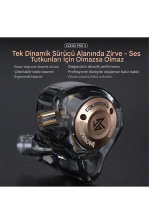 KZ EDX PRO X 1DD 10mm Kulak Içi Kulaklık Mikrofonlu ve Type C Dönüştücü Kablo