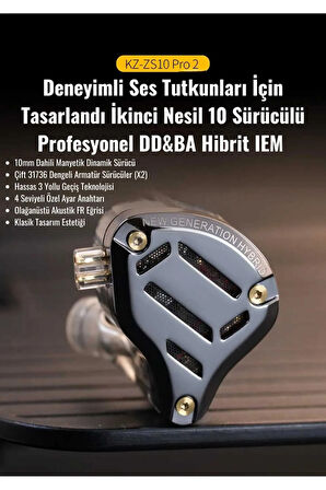 KZ ZS10 Pro 2 Hibrit Kulaklık 4BA+1DD Mikrofonlu