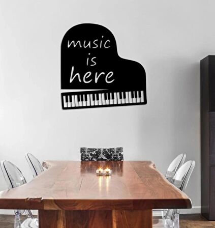 Music Is Here Piano Müzik Ahşap Mdf Dekoratif Tablo