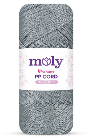 Moly PP Cord Polyester Makrome No:3 1mm 064-Orta Gri Örgü İpi 100 Gram