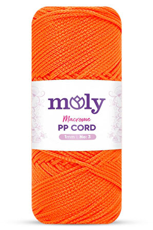 Moly PP Cord Polyester Makrome No:3 1mm 120-Portakal Örgü İpi 100 Gram