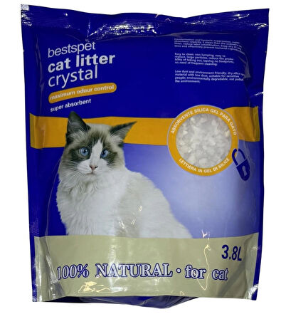 Doğal Silika Kristal Kedi Kumu 3.8 Lt X 4 Adet Tozsuz Kalın Taneli