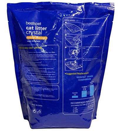 Doğal Silika Kristal Kedi Kumu 3.8 Lt X 4 Adet Tozsuz Kalın Taneli