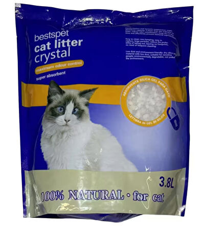 Doğal Silika Kristal Kedi Kumu 3.8 Lt X 8 Adet Tozsuz Kalın Taneli