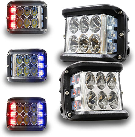 Offroad sis lambası beyaz-kırmızı-mavi 12 Led 36W Cift