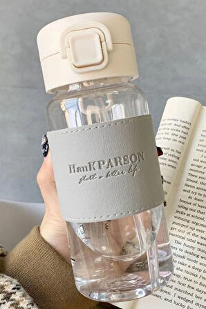  500 ML Pipetli Plastik Su Şişesi (Deri Görünümlü Kaplamalı Taşınabilir Sızdırmaz) - Öğrenciler İçin Uygun