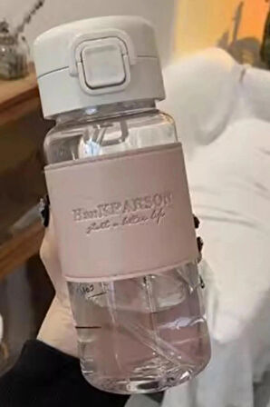 500 ML Pipetli Plastik Su Şişesi (Deri Görünümlü Kaplamalı Taşınabilir Sızdırmaz) - Öğrenciler Uygun