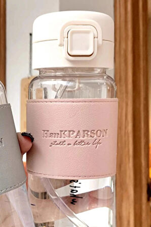 500 ML Pipetli Plastik Su Şişesi (Deri Görünümlü Kaplamalı Taşınabilir Sızdırmaz) - Öğrenciler Uygun