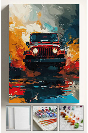 Sayılarla Boyama Seti Numaralı Tuval Fırça Boya Dahil Kasnaklı Set 40x50 Cm - SİSLİ JİP