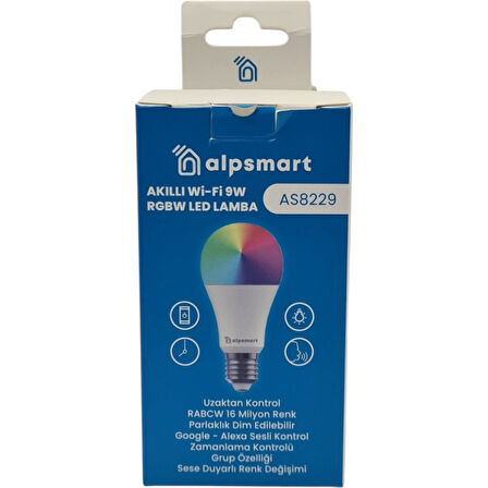 Alpsmart AS-8229 CW Akıllı Wifi Led Lamba Tuya Destekli 9W Ampül