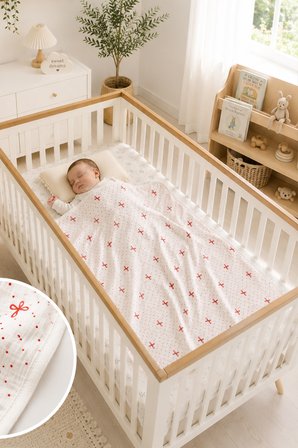 Kız Erkek Bebek Çift Taraflı Penye Kalpli fiyonglu  Kundak Battaniye STL7203