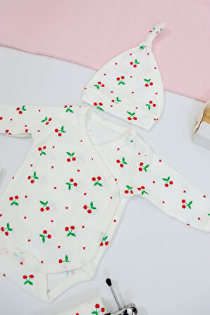 Kız Bebek Beyaz Çiçek 4 Lü Battaniyeli Hastane Çıkışı Seti STL7108