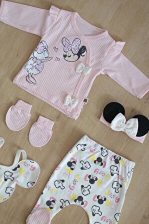 Kız Bebek Pembe Miki 5 Li Lüks Süsülü Hastane Çıkışı Seti STL6330