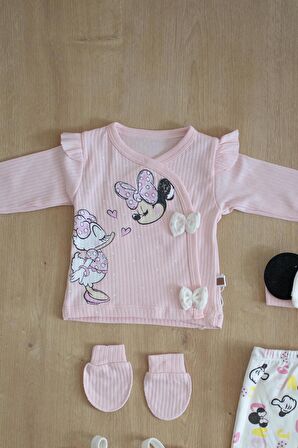 Kız Bebek Pembe Miki 5 Li Lüks Süsülü Hastane Çıkışı Seti STL6330