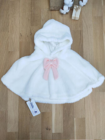 Kız Bebek Pelerin Peluş 3 Lü Kapişonlu Takım Seti STL5134