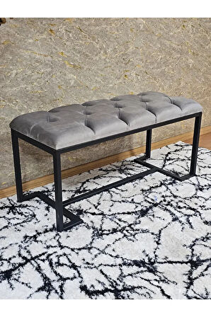 Siyah Boyalı - L - Ayaklı 100 cm x 38 cm Oturak - Bench - Makyaj Taburesi - Makyaj Oturak Gri Renk 100 x 40 Boyut/Ebat