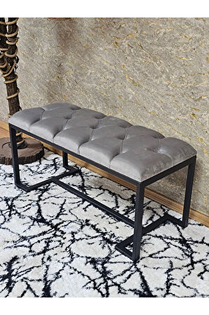 Siyah Boyalı - L - Ayaklı 100 cm x 38 cm Oturak - Bench - Makyaj Taburesi - Makyaj Oturak Gri Renk 100 x 40 Boyut/Ebat