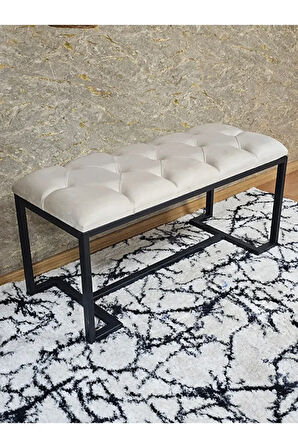 Siyah Boyalı - L - Ayaklı 100 cm x 38 cm Oturak - Bench - Makyaj Taburesi - Makyaj Oturak Krem Renk 100 x 40 Boyut/Ebat