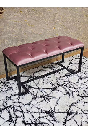 Siyah Boyalı - L - Ayaklı 100 cm x 38 cm Oturak - Bench - Makyaj Taburesi - Makyaj Oturak Pembe Renk 100 x 40 Boyut/Ebat