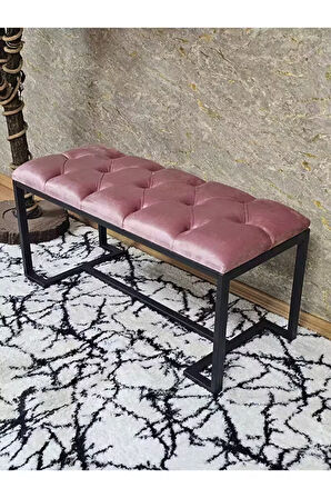 Siyah Boyalı - L - Ayaklı 100 cm x 38 cm Oturak - Bench - Makyaj Taburesi - Makyaj Oturak Pembe Renk 100 x 40 Boyut/Ebat