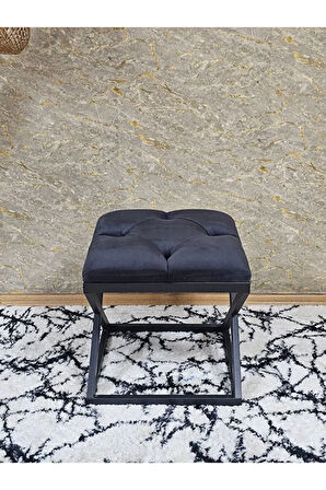 Siyah Boyalı 45 cm x 45 cm Çaprazlı Puf Bench Oturak Füme Renk 45 x 45 Boyut/Ebat