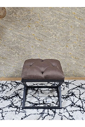 Siyah Boyalı 45 cm x 45 cm Çaprazlı Puf Bench Oturak Kahverengi Renk 45 x 45 Boyut/Ebat