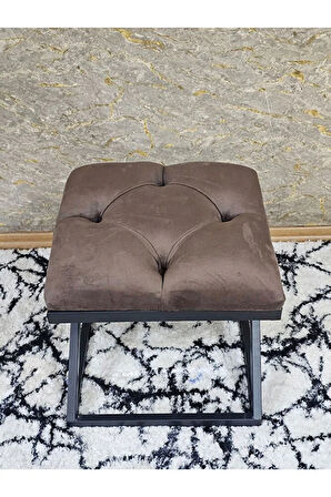 Siyah Boyalı 45 cm x 45 cm Çaprazlı Puf Bench Oturak Kahverengi Renk 45 x 45 Boyut/Ebat
