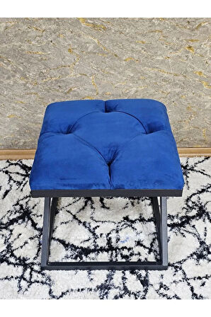 Siyah Boyalı 45 cm x 45 cm Çaprazlı Puf Bench Oturak Mavi Renk 45 x 45 Boyut/Ebat