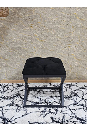 Siyah Boyalı 45 cm x 45 cm Çaprazlı Puf Bench Oturak Siyah Renk 45 x 45 Boyut/Ebat