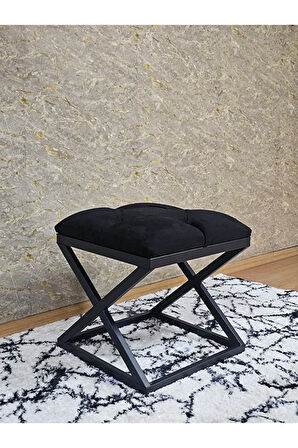 Siyah Boyalı 45 cm x 45 cm Çaprazlı Puf Bench Oturak Siyah Renk 45 x 45 Boyut/Ebat