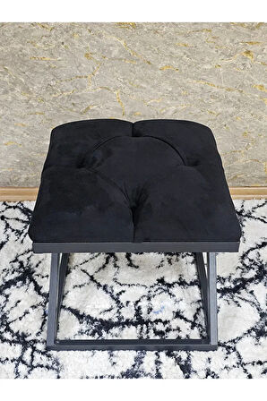 Siyah Boyalı 45 cm x 45 cm Çaprazlı Puf Bench Oturak Siyah Renk 45 x 45 Boyut/Ebat