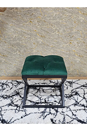 Siyah Boyalı 45 cm x 45 cm Çaprazlı Puf Bench Oturak Yeşil Renk 45 x 45 Boyut/Ebat