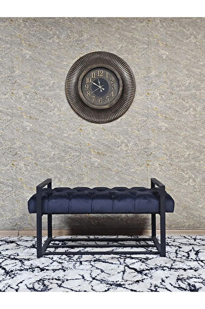 Siyah Boyalı Metal 80 cm Puf Bench - Antre Puf - Hol Bench - Puf - Oturak - Bench Füme Renk 90 x 45 Boyut/Ebat
