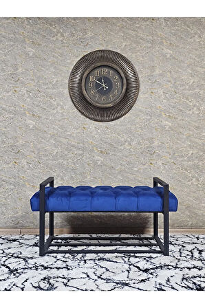 Siyah Boyalı Metal 80 cm Puf Bench - Antre Puf - Hol Bench - Puf - Oturak - Bench Mavi Renk 90 x 45 Boyut/Ebat