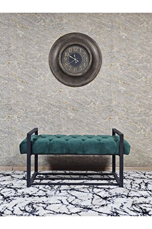 Siyah Boyalı Metal 80 cm Puf Bench - Antre Puf - Hol Bench - Puf - Oturak - Bench Yeşil Renk 90 x 45 Boyut/Ebat