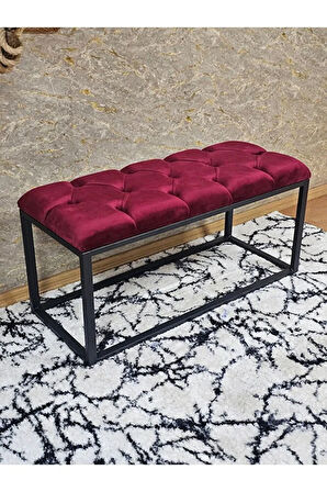 Siyah Boyalı Diktörtgen 100 cm x 40 cm Oturak Puf - Bench - Makyaj Oturağı - Oturak Bordo Renk 100 x 40 Boyut/Ebat