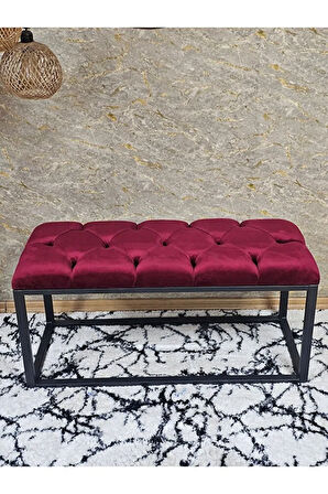 Siyah Boyalı Diktörtgen 100 cm x 40 cm Oturak Puf - Bench - Makyaj Oturağı - Oturak Bordo Renk 100 x 40 Boyut/Ebat