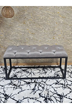 Siyah Boyalı Diktörtgen 100 cm x 40 cm Oturak Puf - Bench - Makyaj Oturağı - Oturak Gri Renk 100 x 40 Boyut/Ebat