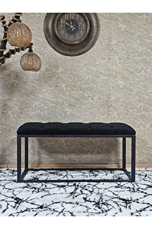Siyah Boyalı Diktörtgen 100 cm x 40 cm Oturak Puf - Bench - Makyaj Oturağı - Oturak Siyah Renk 100 x 40 Boyut/Ebat