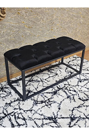 Siyah Boyalı Diktörtgen 100 cm x 40 cm Oturak Puf - Bench - Makyaj Oturağı - Oturak Siyah Renk 100 x 40 Boyut/Ebat
