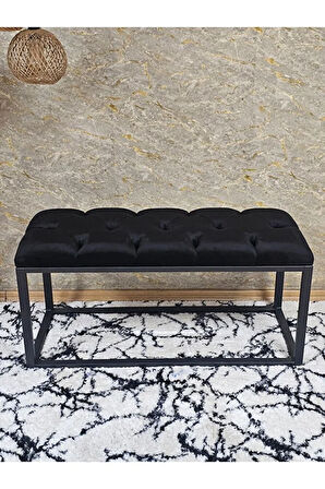 Siyah Boyalı Diktörtgen 100 cm x 40 cm Oturak Puf - Bench - Makyaj Oturağı - Oturak Siyah Renk 100 x 40 Boyut/Ebat
