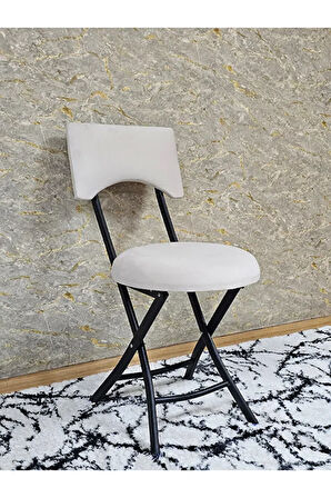 Siyah Boyalı Katlanır Tabure - Kamp Sandalyesi - Sandalye - Mutfak Taburesi - Tabure Krem Renk 36 x 80 Boyut/Ebat