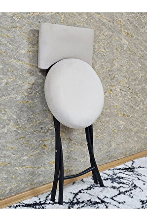 Siyah Boyalı Katlanır Tabure - Kamp Sandalyesi - Sandalye - Mutfak Taburesi - Tabure Krem Renk 36 x 80 Boyut/Ebat